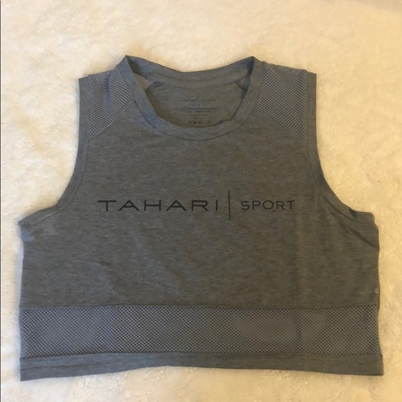 Tahari Sport Women’s Gray Net Crop Top‎ Tank - Picture 8 of 8
